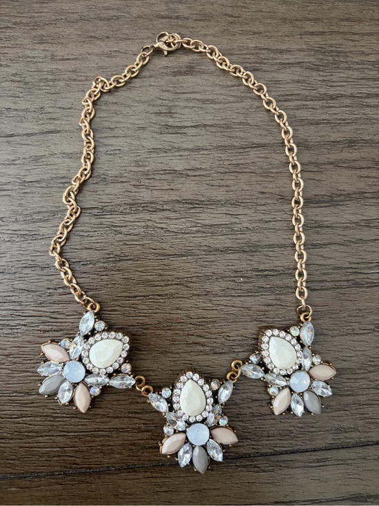 Jewelry - Gold Statement Necklace with Stone Accents